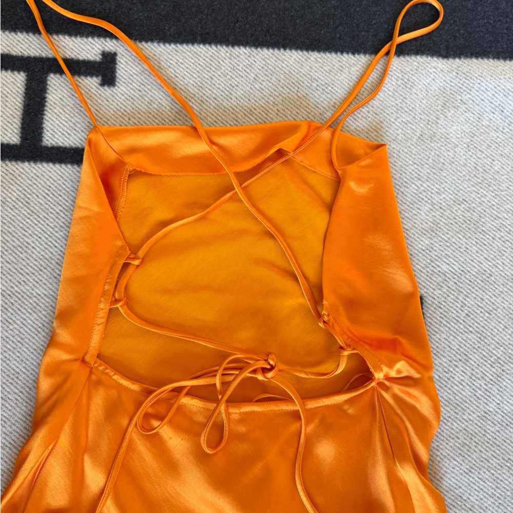 Bec and Bridge lace up midi dress in Orange - Picture 4 of 5